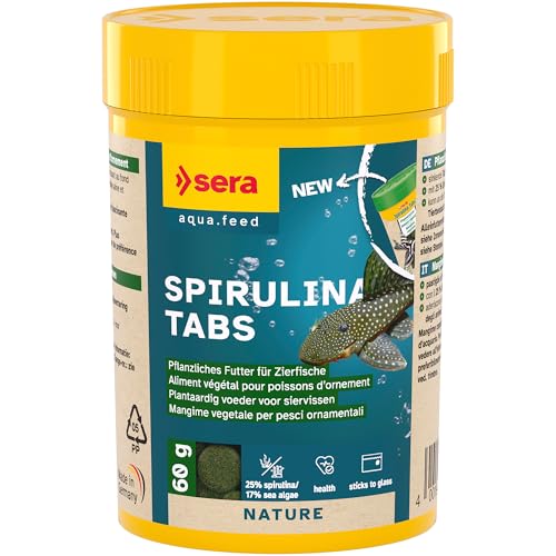 sera Spirulina Tabs 100 ml 60 g pflanzliche Hafttabletten für bodenfressende Zierfische Wirbellose mit 25% Spirulina sinkend oder anheftbar zur Fütterungsbeobachtung