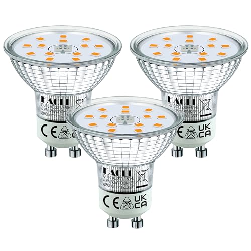 EACLL Klasse B Hocheffiziente GU10 LED Lampen 3er-Pack 880 Lumen 3000K Warmweiss 4 7W Ersetzt 120W Halogen Leuchtmittel Flimmerfrei Abstrahlwinkel 120 Nicht Dimmbar 50xH53mm Reflektorlampen