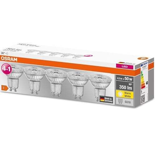 Osram LED-Reflektorlampe Star PAR16 GU10 EEK F 4 3 W 350 lm 2700 K 5 Stück
