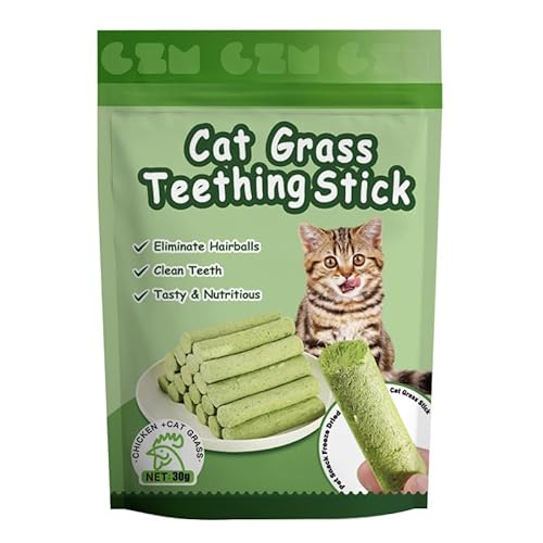6 Katzengras-Kaustäbchen für Wohnungskatzen Natürliche Zahnpflege-Sticks mit Katzengras gegen Haarballen - Spielzeug Snack in Einem