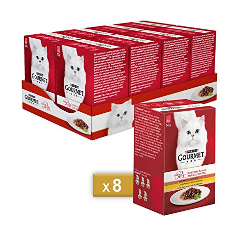 Purina Gourmet Mon Petit Nass-Katze leckere Wahl mit zartem Fleisch mit Ente Huhn und Truthahn 48 Beutel 50 g 8 Packungen 6 x 50 g