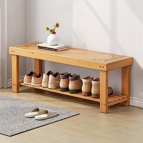 ZYFAB Bambus Schuhregalbank 3 stöckig für den Holz Schuhschrank Organizer für Schlafzimmer und A 70CM