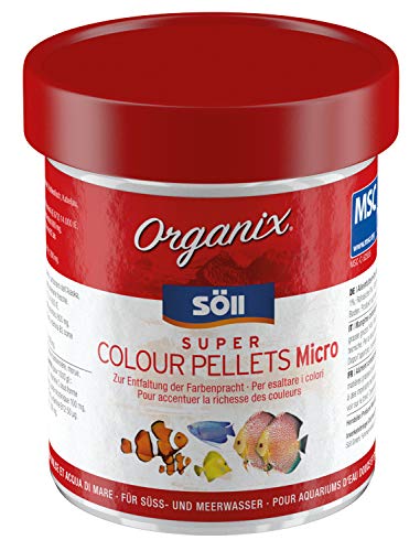 Söll 81920 Organix Super Colour Pellets Micro 130 ml 60 g - Feines Zierfischfutter mit Farbpigmenten für mehr Farbenpracht und Vitalität von kleinen Fischen in Süß- und Meerwasseraquarium