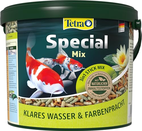Tetra Pond Special Mix Fischfutter Mischung für alle Teichfische bestehend aus DREI verschiedenen Sticks für gesundes Wachstum und EIN gestärktes Immunsystem 5 L Eimer