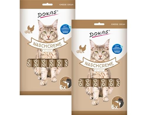 Dokas Nasch-Creme mit Käse für Katzen 2 x 90g Gratis-Sachet Leber 15g Cremiger Snack mit Hühnerbrust Mozzarella Belohnung Topping Ergänzungsfutter