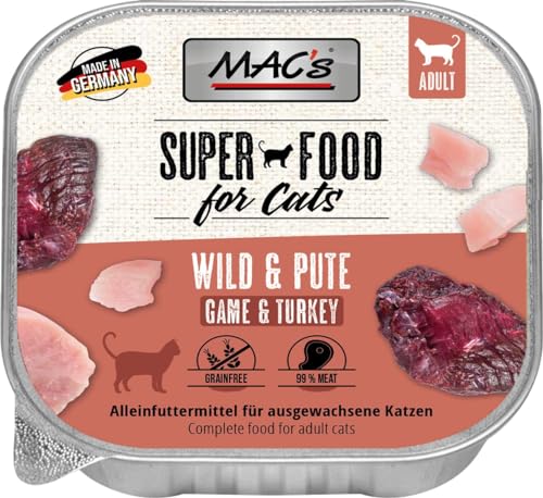 Mac s Cat Premium Nassfutter für Katzen 16 x 100 g Hirsch und Türkei