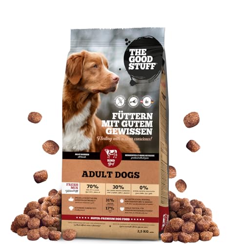 THE GOODSTUFF Rind Adult 2 5 kg Hochwertiges Hundetrockenfutter getreidefrei Mit frischem Rindfleisch Hundefutter trocken für ausgewachsene Hunde Ausgewogenes Trockenfutter für Hunde