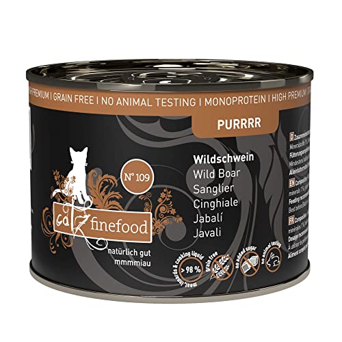  Purrrr Wildschwein Monoprotein N 109 für ernährungssensible 70% Fleischanteil 6x 200g Dose