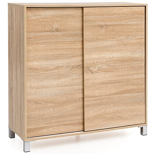 möbelando Schuhschrank WL5.713 Holz Sonoma 100x108x37 5 cm Ablage Hoch Design Schuhständer Groß 20 Paar Schuhe Schuhregal Flur Schuh Aufbewahrung Platzsparend Schuhablage Dielenmöbel Modern XXL