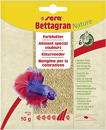 sera Bettagran Nature 10 g - Feingranulat mit 50 mg kg Futter natürlichem Astaxanthin für Betta Fischfutter fürs Aquarium Salmler Neon Co.