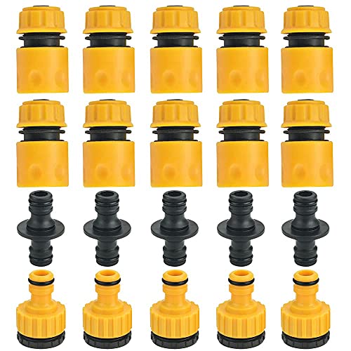 GOLRISEN 20 Stk Schlauchverbinder Set Gartenschlauch Verbinder 1 2 Zoll Schnellkupplung Doppelstecker Kunststoff Schlauchverbindung 1 2 Zoll und 3 4 Zoll Hahnverbinder Anschluss für Haus Wasserhahn