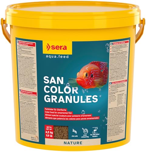 sera San Color Granules 10 L 4 5 kg Farbfutter ohne Farb- und Konservierungsstoffe 1.000 ml mit 4% Krill und astaxanthinreichen Haematococcus-Algen