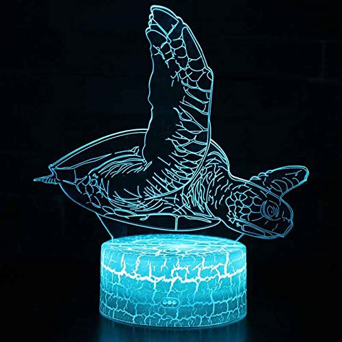 RZXYL 3D Illusion Lampe tierische Schildkröte LED Nachtlicht Schreibtisch am Bett Tischlampe 16 Farben Berührungsschalter USB-Kabel Nachtlampe Für Kinder Weihnachten Geburtstag Geschenke