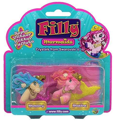 Dracco Mermaids mit Glitzernder Schwanzflosse Krone mit Swarovski Kristall 2er Pack fÃ¼r Kinder MÃ¤dchen zum Sammeln und Spielen Memory Musica