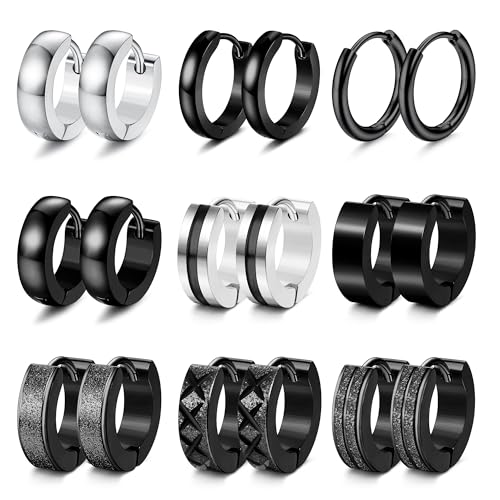 JeweBella 9 Paar Männer Mode Klein Huggies Helix für Schmuck