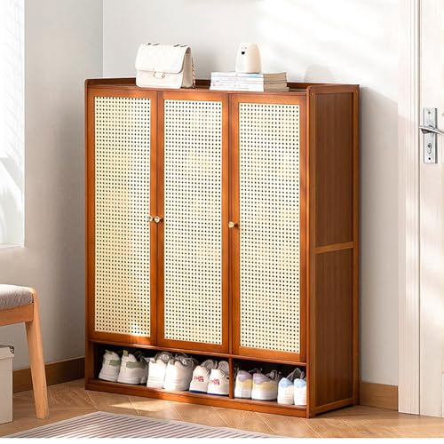 Schuhregal aus Bambus hoher Holz-Schuhschrank platzsparend für Eingangsbereich Flur Wohnzimmer großes Fassungsvermögen 90 x 32 x 107 cm