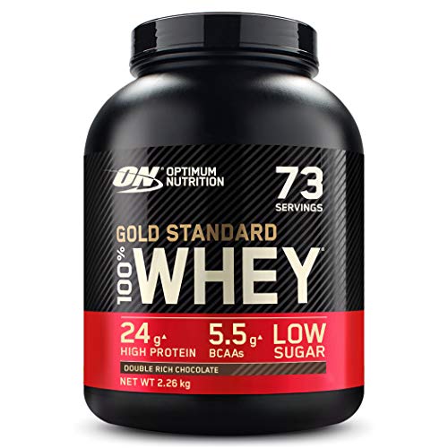 Optimum Nutrition ON Gold Standard Eiweißpulver Muskelaufbau mit Glutamin und Aminosäuren natürlich enthaltene BCAA Double Rich Chocolate 73 Portionen 2.26 kg