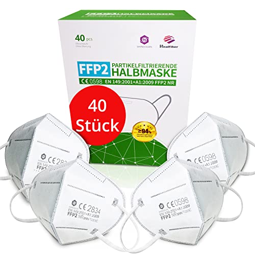 Simplecase 40ück Masken CE Zertifiziert von offiziell benannter Stelle CE2834 0598 Atemschutzmaske Partikelfiltermaske
