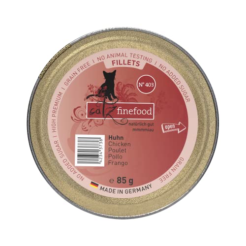 catz finefood Katzenfutter nass feine Filets No. 403 Huhn in Jelly - getreidefreies Nassfutter für Ihre Katze ohne Zucker - Katzennassfutter vom Feinste in Gelee 85 g 12 er Pack