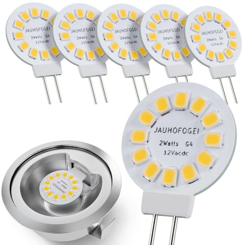 G4 LED 12V ac dc 2 Watt ersatz für 20W Halogen Glühbirne - Mini LED Neutralweiß 4000K Rund - G4 Stiftsockel Lampen Birnen - G 4 Einbaustrahler Einbauspot Spot Birne - G 4 Stiftsockellampe 2W - 6er