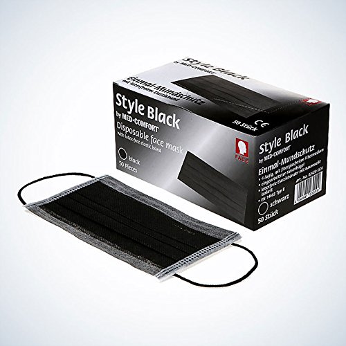 Mundschutz Style Black 4 - lagig Box a 50 Stück Farbe schwarz