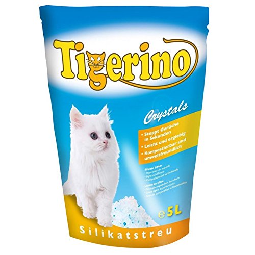 Katzenstreu Tigerino Crystals 6 Packungen je 5 Liter Katzenstreu aus Silicium Crystals Tigerino für Katzen Schnell entfernt Gerüche hat eine enorme Saugkraft und eine gute Ausbeute