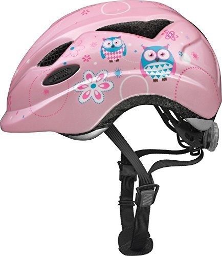 ABUS Kinderhelm Anuky - Kleinkinderhelm mit RÃ¼cklicht - fÃ¼r MÃ¤dchen und Jungs - Rosa mit Eulenmuster GrÃ¶ÃŸe S