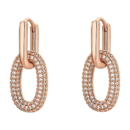 Heideman Ohrringe Ada Damen - aus hochwertigem Edelstahl - silber gold rosegold farbend poliert - Ohrstecker hängend für Frauen mit Stein Zirkonia weiss - Creolen mit Anhänger
