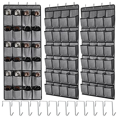 Kliplinc Schuh Organizer ber der T r Wand Schuhaufbewahrungsregal H ngendes 24 Stofftaschen zum Aufh ngen Von Schrankhaltern Aufbewahrung f r M nner und Frauen C 3er Pack