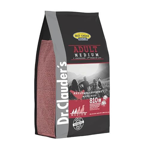 DR.CLAUDER S - Best Choice Adult Medium Trockenfutter für kleine und mittelgroße ausgewachsene Hunde zur Unterstützung der Verdauung. Weizenfreies Alleinfutter im Beutel 350g Geflügel