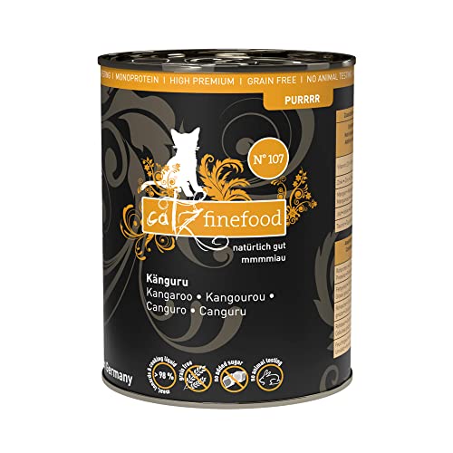 catz finefood Purrrr Känguru Monoprotein Katzenfutter nass N 107 für ernährungssensible 70% Fleischanteil 6x 400g Dose