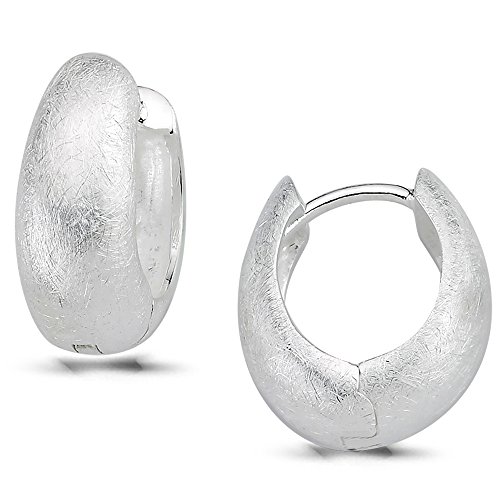 Vinani Klapp-Creolen oval bauchig gebürstet Sterling Silber 925 Ohrringe 2CKG