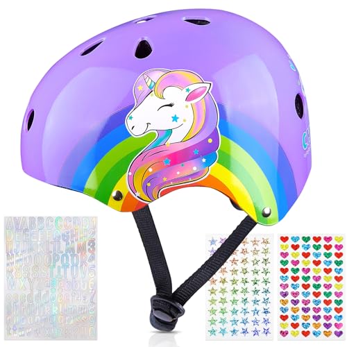 Unicorn Castle Kinder Fahrradhelm Einhorn Helm für Mädchen Verstellbarer Kinderhelm für Fahrrad Skateboard Scooter Skaten 3-8 Jahre