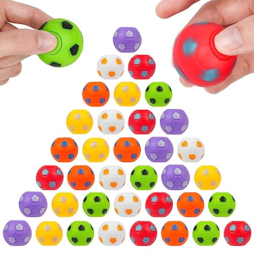 Ainiv 36PCS Fußball Fingerspitzen 3 5cm Fußball Ball für Party Gefälligkeiten Klassenzimmer Preise Sensorisches Spinnendes für Erwachsene