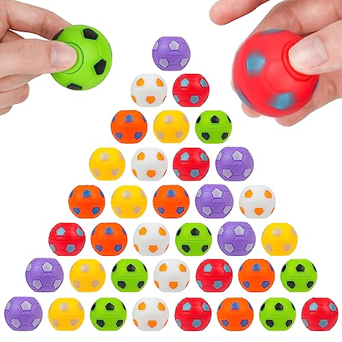 Ainiv 36PCS Fußball Fingerspitzen 3 5cm Fußball Ball für Party Gefälligkeiten Klassenzimmer Preise Sensorisches Spinnendes für