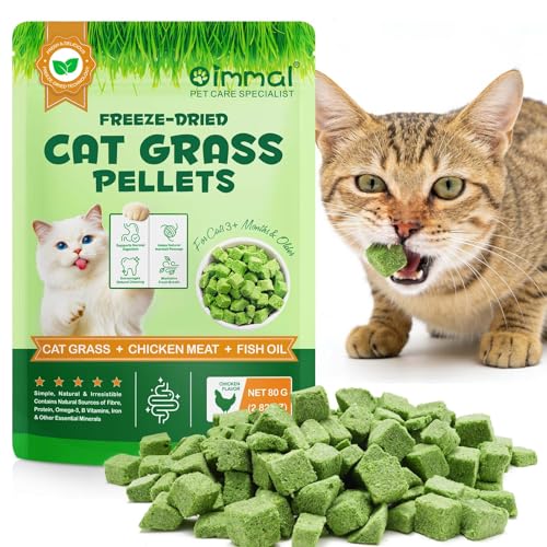 Katzengras Snack 80g Katzengras Sticks Gefriergetrocknet Snacks für Katzen für die Zahnpflege und Haarknäuel Entfernen Katzenminze Rezeptur mit Huhn und Fischöl Ohne Künstliche Zusatzstoffe