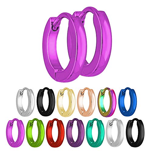 Treuheld Schmale Creolen Ohrringe aus Edelstahl Pink Rosa Größe 2mm x 16mm