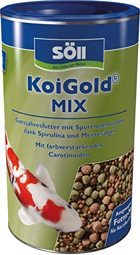 Söll KoiGold Mix 355 g - Koifutter in Pelletform 2-5mm vollwertige Versorgung aller Koi mit Spirulina und Meeresalge ohne Wassertrübung