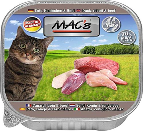 Mac s Katzenfutter getreidefrei Ente Kaninchen Rind 16er Pack 16 x 85 g