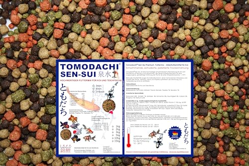Koifuttermischung Koifutter Schwimmfutter Premium Koimix Teichfuttermix mit Spirulina Astax Paprika Krillmehl Tomodachi SenSui 2Color 3Color oder 4Color Qualitäts Koifuttermix 10kg 4Color rot-grün-weiß-braun 3mm und 5mm gemischt