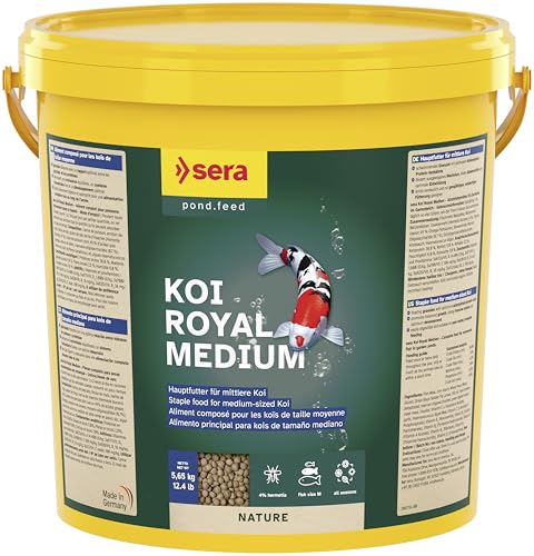 sera Koi Royal Medium 21L 5 65kg Hauptfutter für 12-25 cm Koi frei von Farb- Konservierungsstoffen Omega-Fettsäuren Mannan-Oligosaccharide leicht verdaulich wasserfreundlich