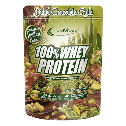 IronMaxx 100% 500g   Dubai Chocolate Cremiger Eiweißshake mit BCAAs EAAs High Low Carb zuckerarm Ideal für Diät Fitness