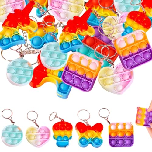 LQUYTA 20 Stück Mini Schlüsselanhänger Schlüsselanhänger Silikon Sensory Mini Schlsselbund Set Schlüsselanhänger Mitgebsel