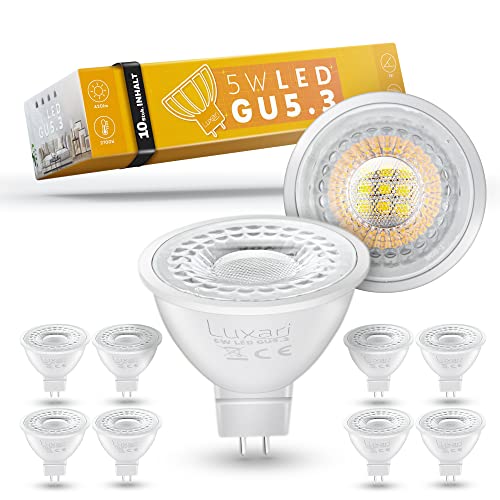 Luxari GU5.3 LED Lampe 10x MR16 LED Entspricht 50W Halogenlampe LED Leuchtmittel 5W 420lm GU 5.3 LED Spot mit 2700K warmweiß - 12V LED - LED Spot 12V