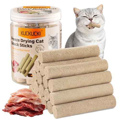 Katzen Leckerli Fleischiger Sticks 100g Gefriergetrocknete Snacks für Katzen und Hunde Knuspriger Katzensnack mit Huhn und Rindfleisch