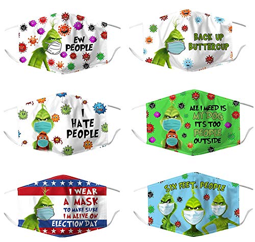 Youning Mundschutz mit Filter für Damen Herren Unisex Mundschutz Waschbar Wiederverwendbar Lustig Staubschutz Multifunktionstuch Mund und Nasenschutz Anti-Staub Face Halstuch Schals A1-6PCS