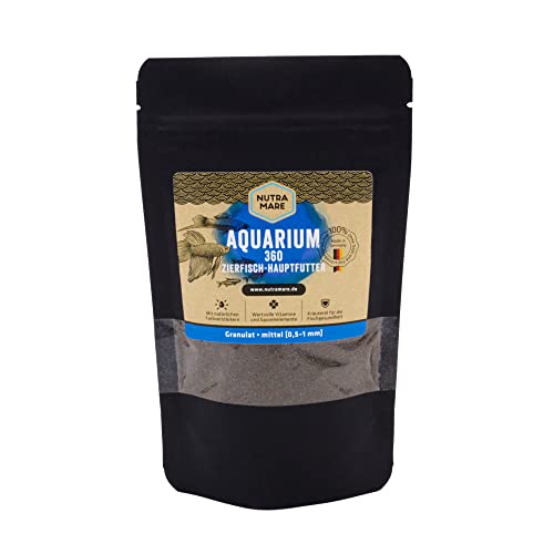 Nutramare Aquarium360 Zierfisch-Hauptfutter 250ml Hochwertiges Fischfutter für Zierfische Granulat mit Spirulina