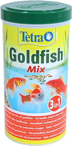 Tetra Pond Goldfish Fischfutter - 3in1 Mix mit Flocken Sticks und Gammarus für alle Goldfische und Kaltwasserfische im Gartenteich 1 l 1er Pack XL-Granules 10 L
