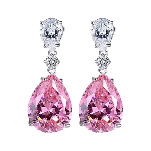 6 Mm ene Creolen Zirkonia-Ohrringe für Damen trendige Edelstein-Tropfenohrringe leichte Ohrstecker perfekt für Sie ene Creolen Für Herren Pink One Size