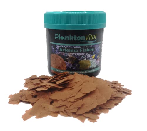 PlanktonVital Artemia Flakes 250ml Premium Artemia-Flocken für Fische Wirbellose Proteinreiches Haupt- Aufzuchtfutter Staubarm Hohe Akzeptanz Für Süß- Meerwasseraquarien